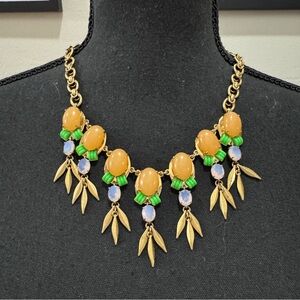 Elegant Gold and Green Statement Necklace